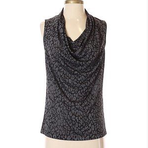 THEORY Womens black animal print top